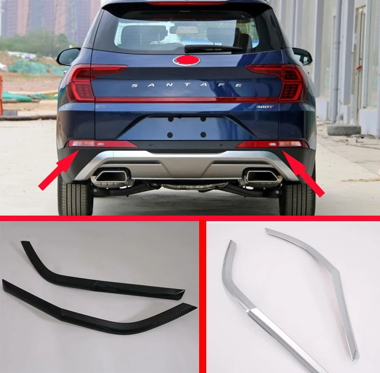 

For Hyundai Santa Fe 2019 2020 ABS Rear Reflector Fog Light Lamp Cover Trim Bezel Frame Styling Garnish