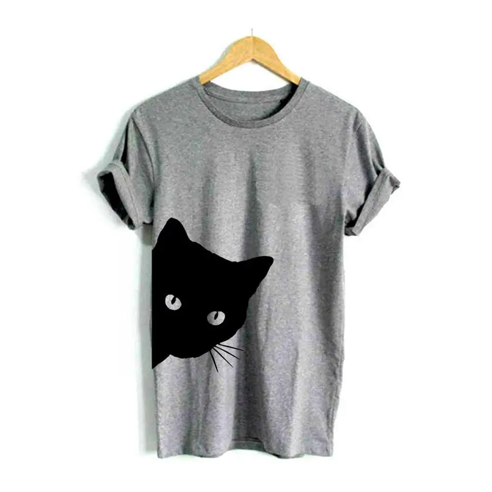 Милый кот дизайн футболка короткий рукав экипажа средства ухода за кожей Шеи Хлопок для мужчин женщин летний топ мода футболка 2019