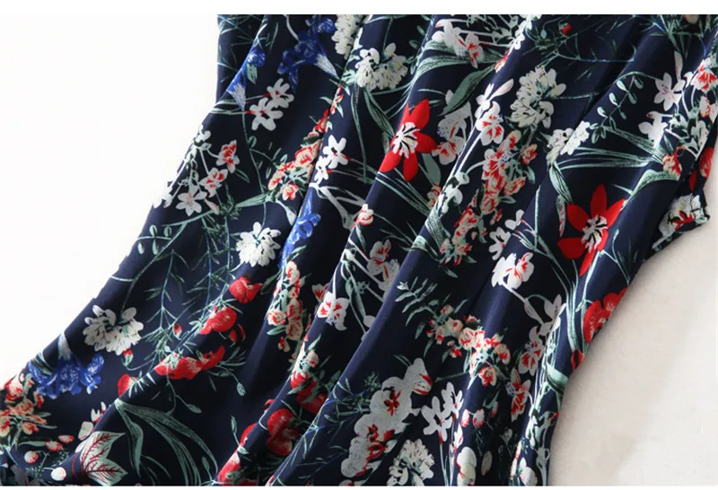 Женское Летнее шелковое платье с круглым вырезом цветочным принтом винтажное