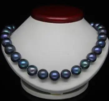 

free shipping 18''10-11MM TAHITIAN BLACK BLUE PEARL NECKLACE