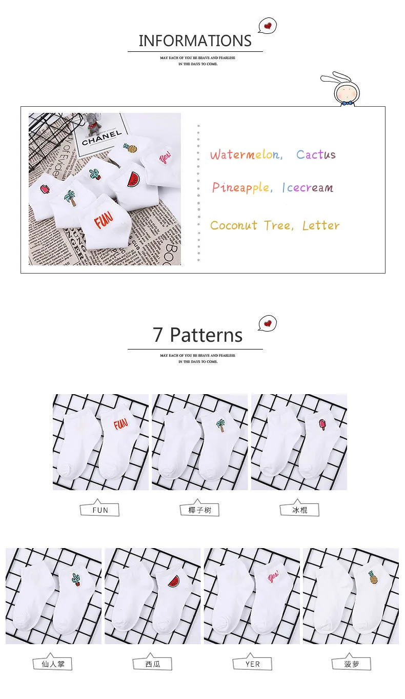 Забавные милые хлопковые носки в Корейском стиле для мальчиков и девочек, Носки с рисунком арбуза, кактуса, ананаса, Харадзюку, повседневные милые детские носки белого цвета