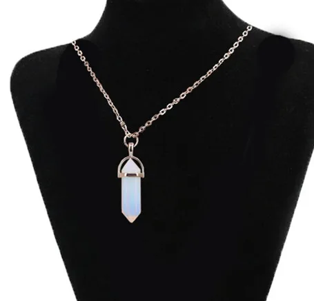 

Natural Stone Hexagonal Column Crystal 16'' Chain Hexagon Six Mirror Corner Natural Stone Crystal Necklace Pendant Necklace