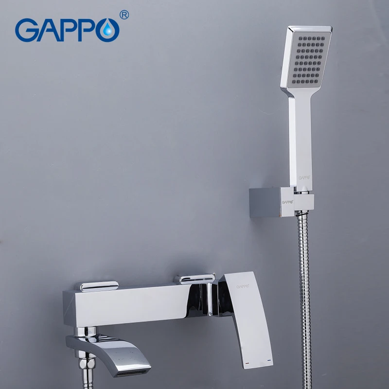 Suguword Elegant Waterfall Bath Tap Shower Set with Hand Shower Wall Mount Single Lever Bath Mixer Shower Fittings for Bathroom Shower Chrome