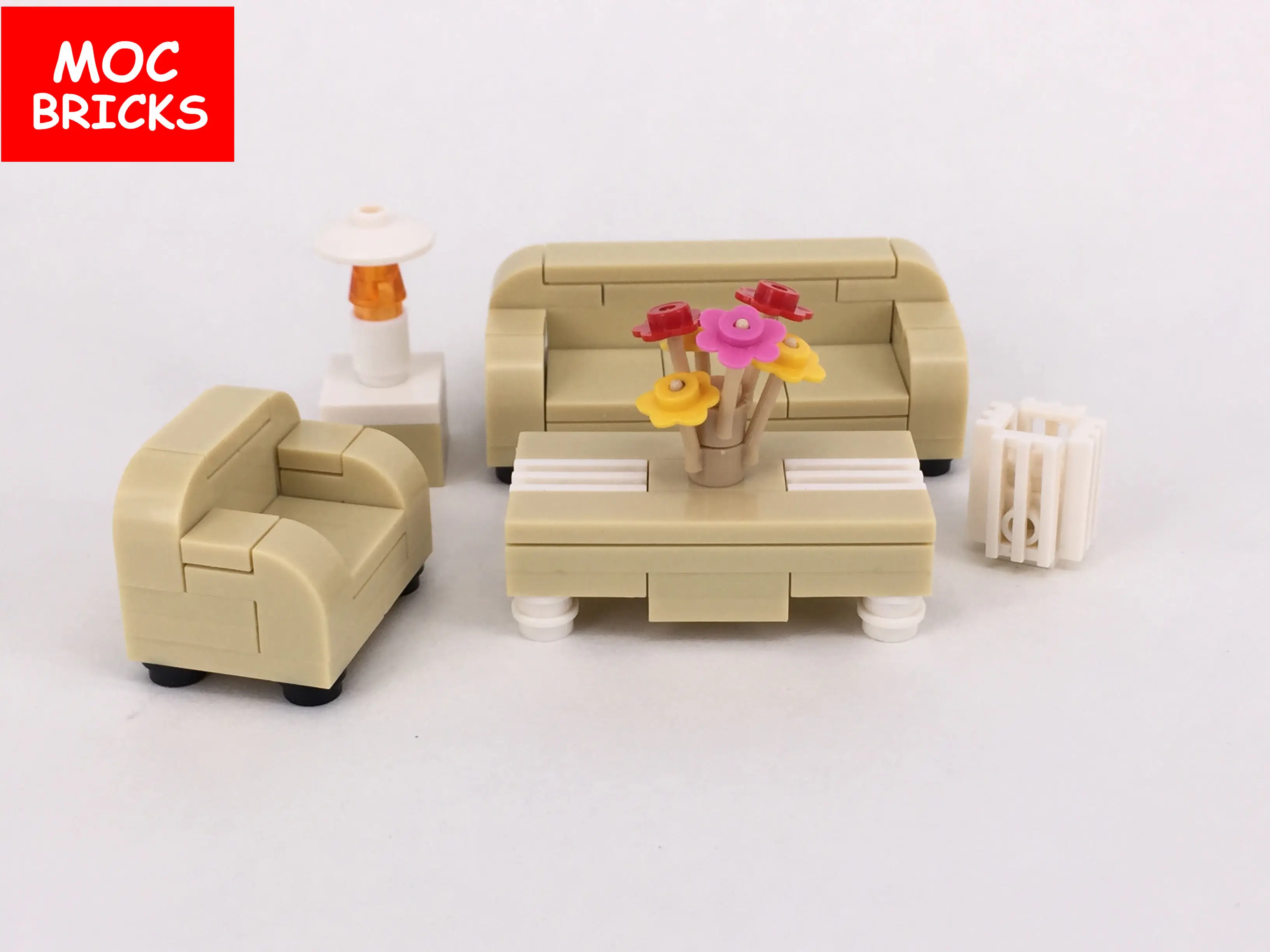 Распродажа набор кубики MOC DIY игрушки для семьи мебель диван чайный столик