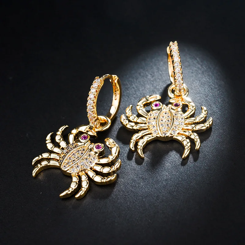 High Quality Gold color Earring Luxury CZ Crab Drop Earrings for Women