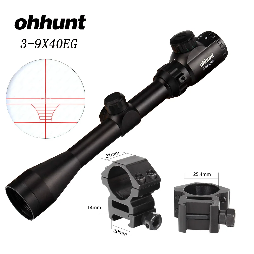 Ohhunt прицел пневматической винтовки 3-9X40E красный зеленый прибор ночного видения для освещения охотничий арбалет прицел. 177. 22 Калибр пневматическое оружие - Цвет: 25.4mm-Picatinny-SZK