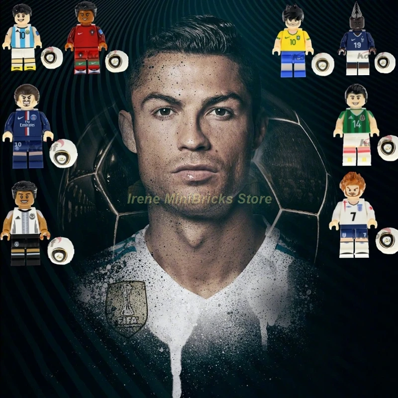 

Football Player Cristiano Ronaldo Neymar Beckham Kobe Bryant Messi Pogba Modric Labron James Toys For Children Building Blocks