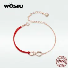 WOSTU Красный& Golede двойной цвет символ бесконечности браслет Настоящее 925 пробы серебряный браслет дизайн DAB015