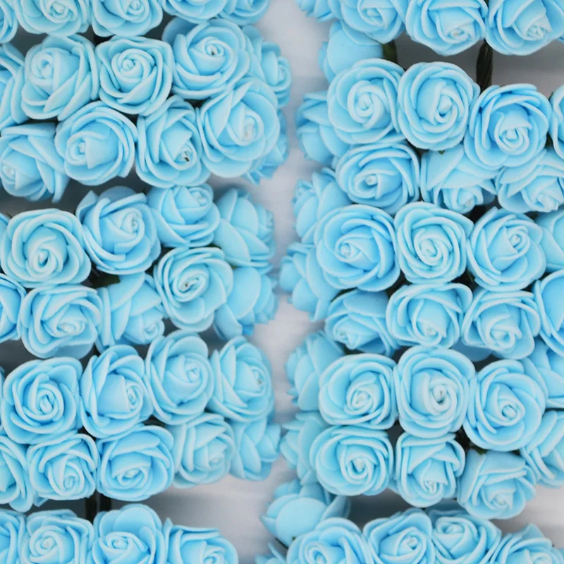 72/144 шт 2 см поролоновые розовые Искусственные цветы для дома Свадебные Автомобильные украшения помпон для гирлянды «сделай сам» декоративный Свадебный искусственный цветок Роза - Цвет: light blue