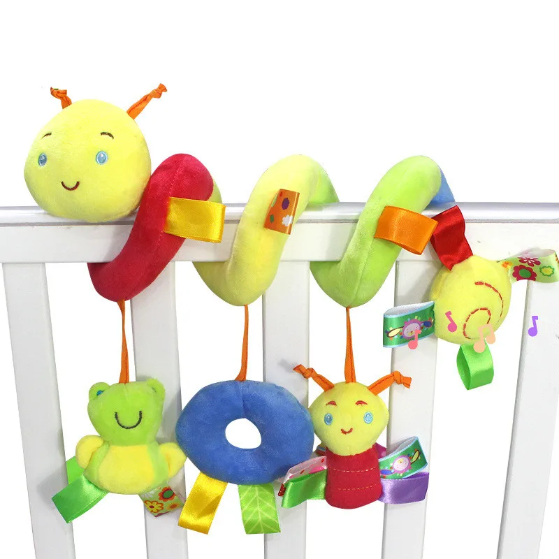 

21*10cm Cute Infant Lathe Pendant Toys Baby Colorful Bed Revolves Rattles With Bells Electronic Soft Bird Insect Toys 2 Style