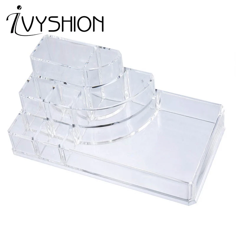 

IVYSHION Transparent PS Jewelry Makeup Box Delicate Fashion Makeup Organizer Storage Box Cosmetic Storage Box Case Container