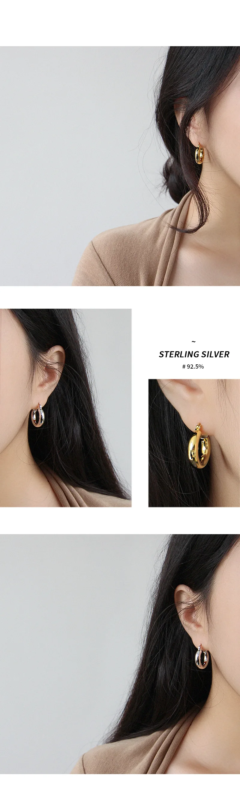 Корея Новый стиль 100% 925 Серебряные серьги Модные лаконичные Нежный Круглый Стад Серьги, изящные украшения для женщин