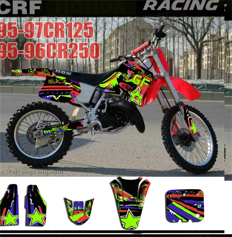 

For Honda CR125 CR 125 1995 1996 1997 CR250 CR 250 1995 1996 Motorcycle Full Stickers Customizable Number Personality Decals