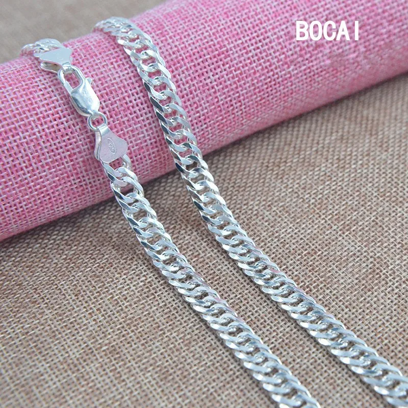 BOCAI новинка хит продаж S925 Серебряное ожерелье для мужчин Двойная застежка на