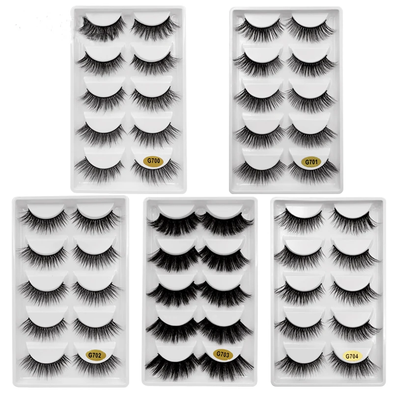 

HBZGTLAD 5 pairs Mink Fake eyelashes 3D Natural False Eyelashes Mink Lashes Soft Eyelash Extension Makeup Kit Cilios G700