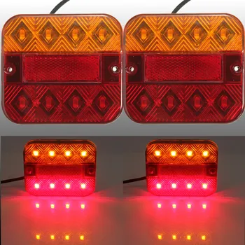

Pair 8 LED Stop Rear Taillight Turn signal lights Brake Indicator Light Lamp Trailer Caravan Van Red Amber Waterproof 12V 24V