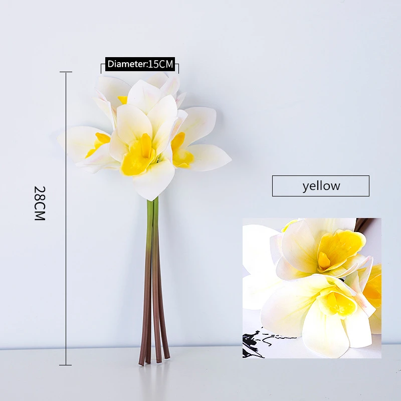 Высокая симуляция 4 шт Cymbidium букет 3D печать чувствовать украшение дома Фотография