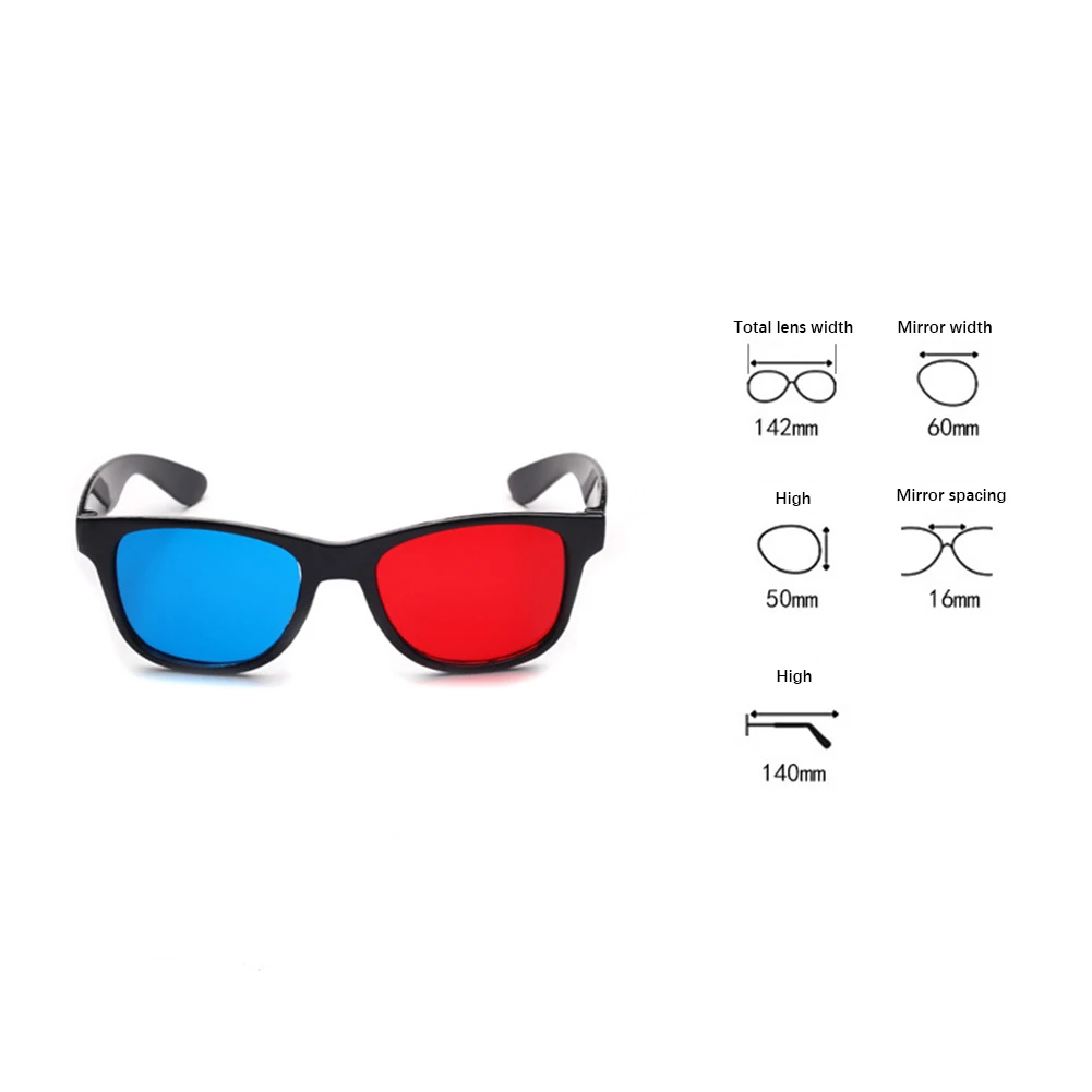 3D очки универсальная черная оправа красный синий анаглиф пластиковые 3D очки для кино игры DVD видео ТВ