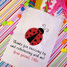 Пользовательские Божья коровка для девочек на день рождения попкорн Конфеты стол мороженого сумки Baby Shower Bakery Cookie десертов подарочные сувениры пакеты