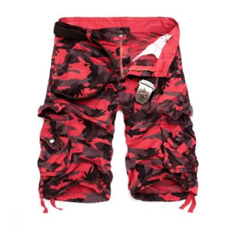 Мужские камуфляжные шорты Карго новые Брендовые мужские армейские свободные брюки-карго мужские повседневные рабочие короткие брюки плюс размер без пояса