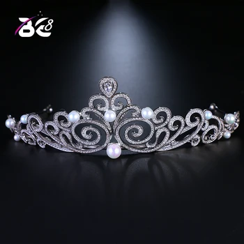 

Be 8 2018 New Pearls CZ Wedding Crowns Girls Beauty Pageant Luxury Weddings and Tiaras Headbands Hairwear Hair Jewelry H063
