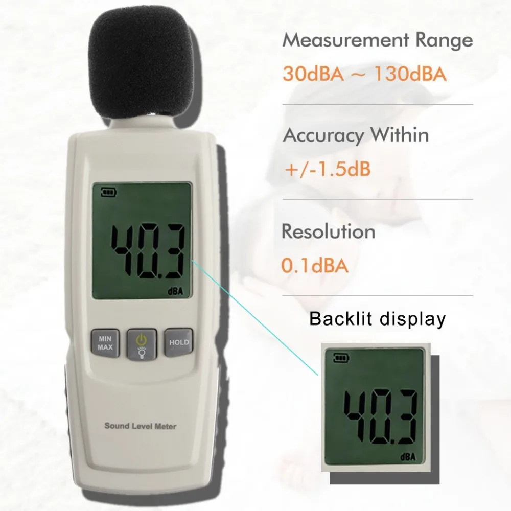 ANENG звукомер децибел цифровой мини аудио измерения уровня шума 30-130 дБ