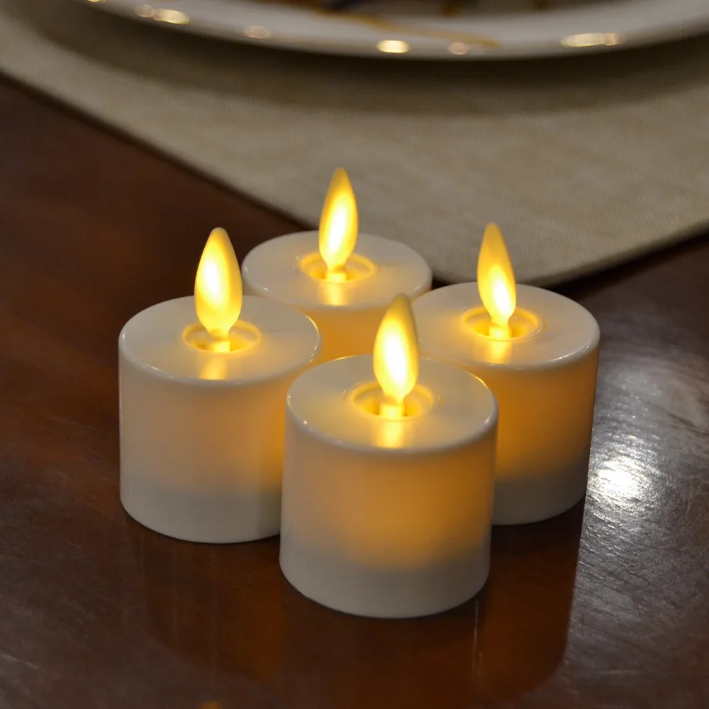 4Pcs Luminara Yellow Light Plastic LED Tealight Candles Flameless Realistic Unscented Candle