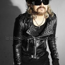 Черная косая молния с заклепками короткое пальто дизайн кожаная куртка модная мужская сценическая искусственная кожа куртки и пальто