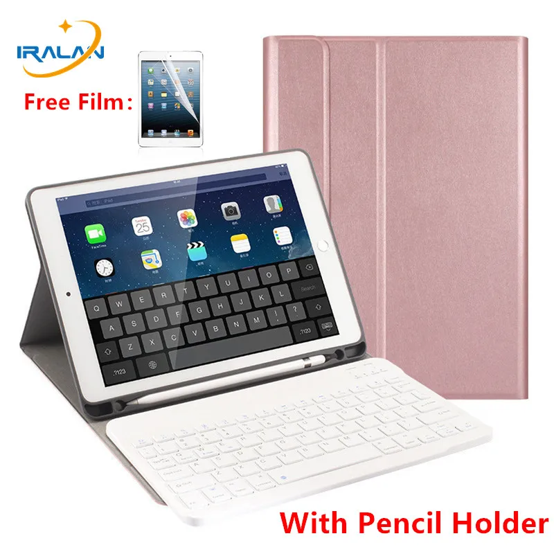 

PU Leather Magnetic Case for New IPad 9.7 2018 2017 Bluetooth Keyboard Cover For ipad Air pro 9.7 inch With pencil Holder+Film