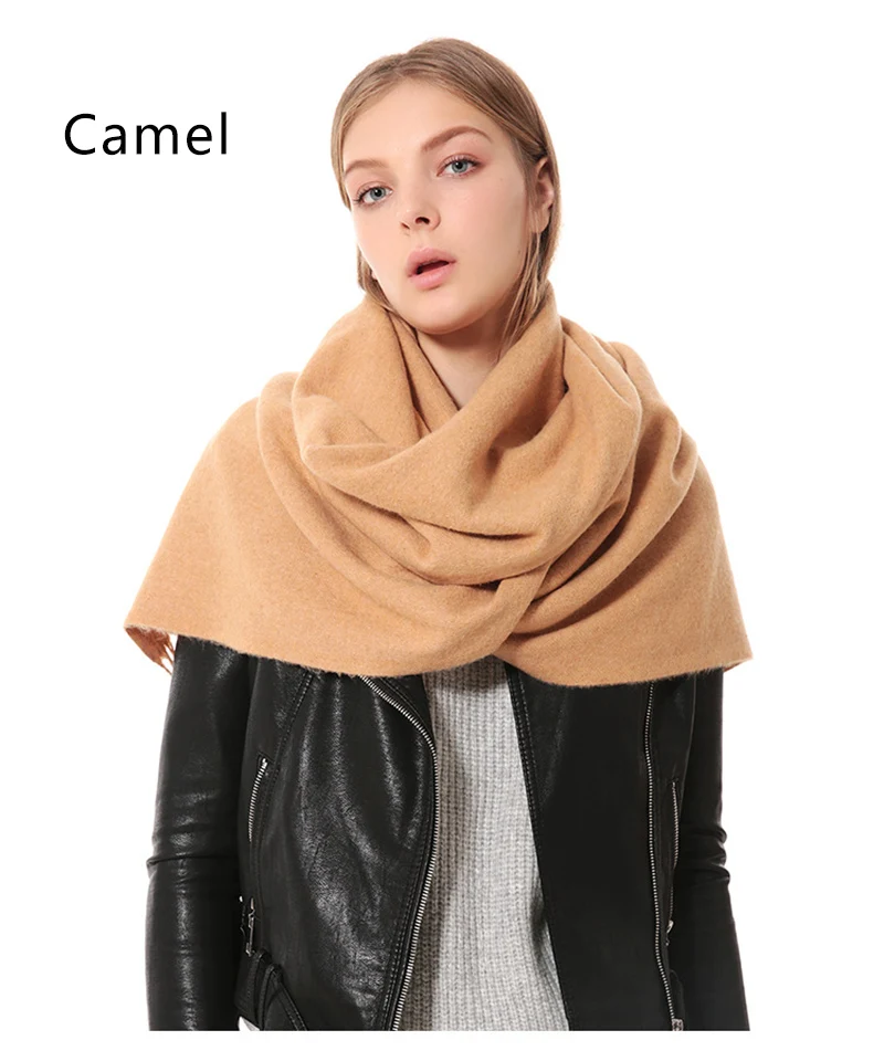 Luxury Winter Scarf Wool Cashmere Scarf Poncho Stoles Women Thicken Warm Scarves Wrap Pashmina Tassels Solid Color Scarf