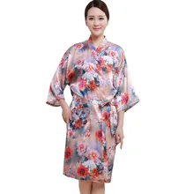 Салон клиент платье халат шарф с изображением пионов черный Халат кимоно парикмахерские накидка платье красота Спа Отель Парикмахерская одежда для гостей