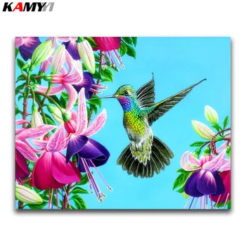 

DIY 3D Diamond mosaic animal Full Round Diamond embroidery Cross stitch flowers Full Square Diamond painting Hummingbird