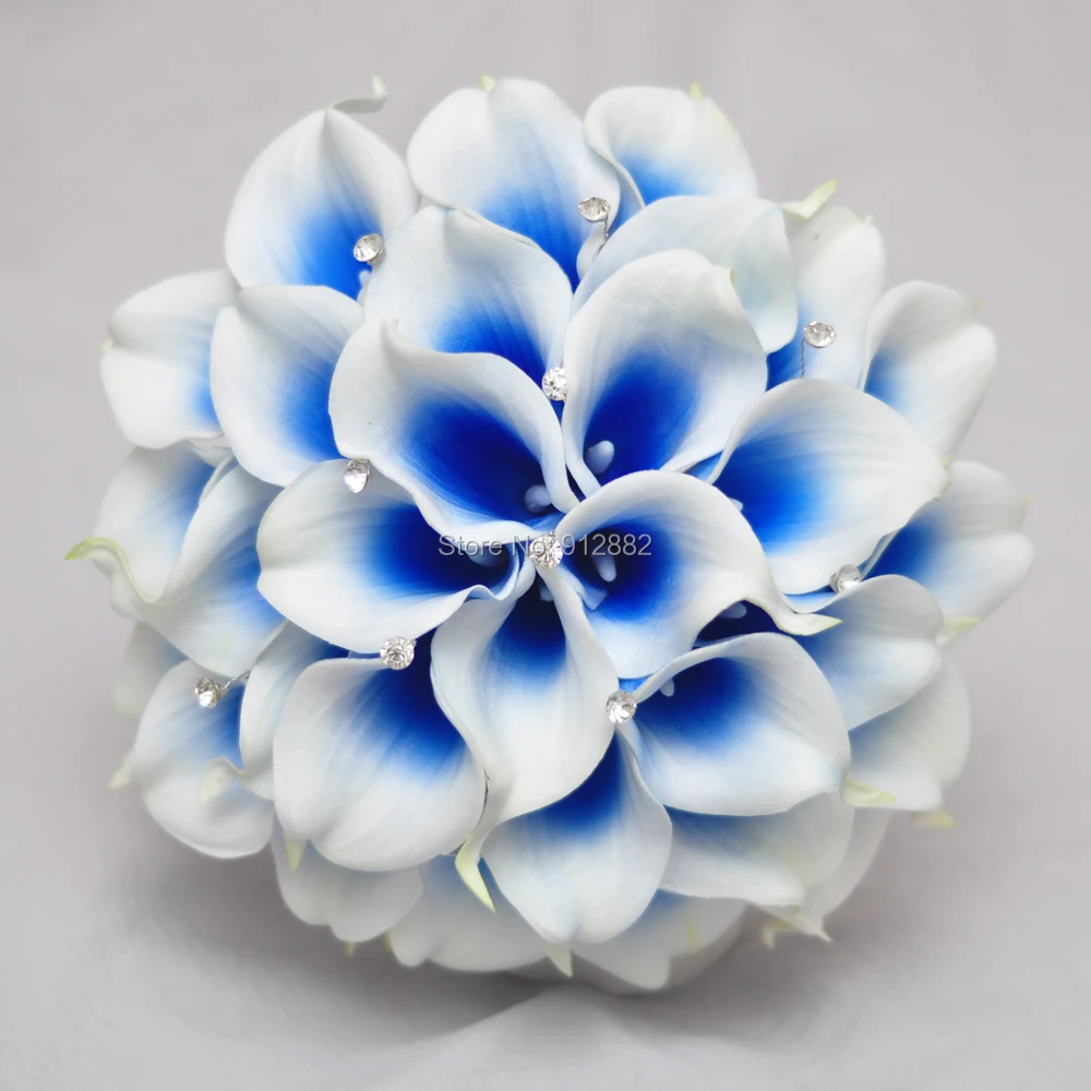 Дизайн Королевский синий Калла Лилия Цветочная композиция для свадебного букета и украшения дома