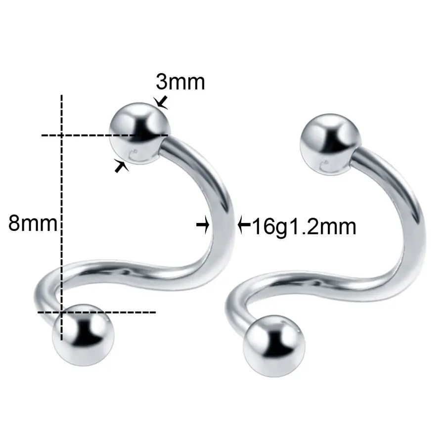 2 шт стальных сегментных колец, пирсинг, пирсинг ушей, пирсинг Orelha Helix, губы, Лабрет, пирсинг носа, Ушная перегородка, ювелирные изделия - Окраска металла: Style8
