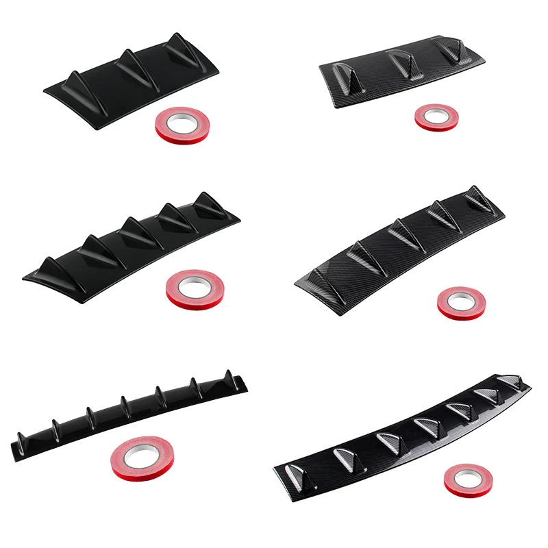 

33" x6" Ikon Style Universal Rear Bumper Lip Diffuser 7 Fin Gloss Black ABS