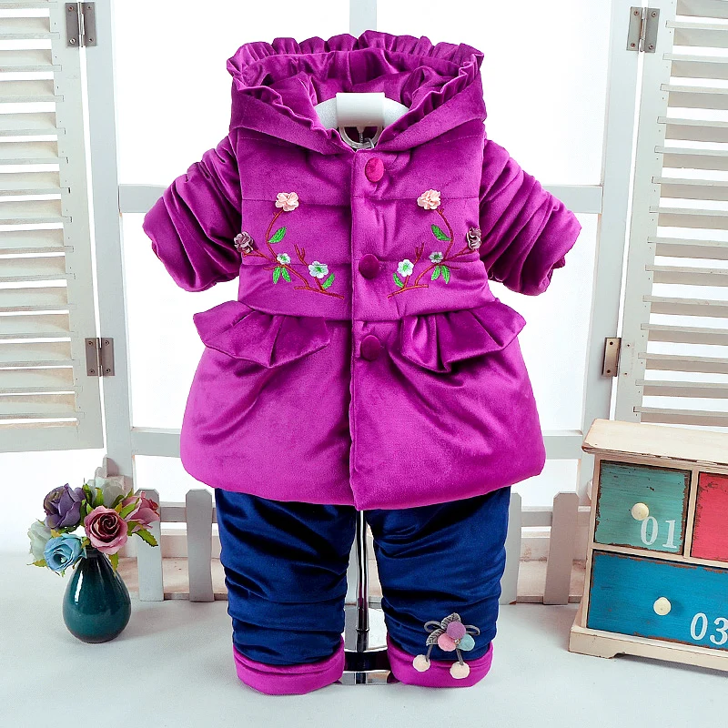 New Baby 2Pcs/Set Girls Floral Clothes Winter Newborn 3 6 12Months