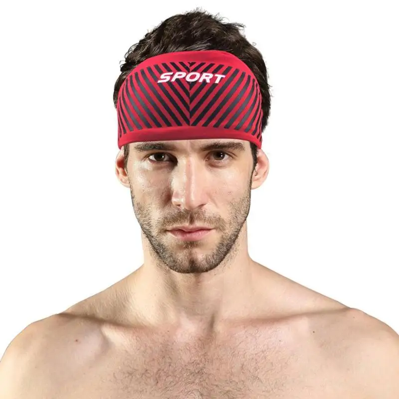 

Sports Sweat Headband Men Women Running Cycling Fitness Yoga Stripes Sweatband Elastic Breathable Headband