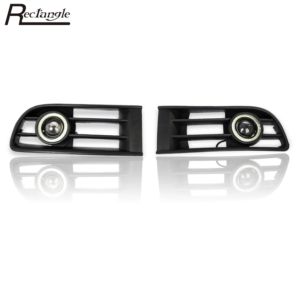 

Rectangle Pair of 55W Hrightness LED Foglight Front Bumper Fog Lamp Grille Convex Lens for Volkswagen Polo 2001 2002 2003 2004