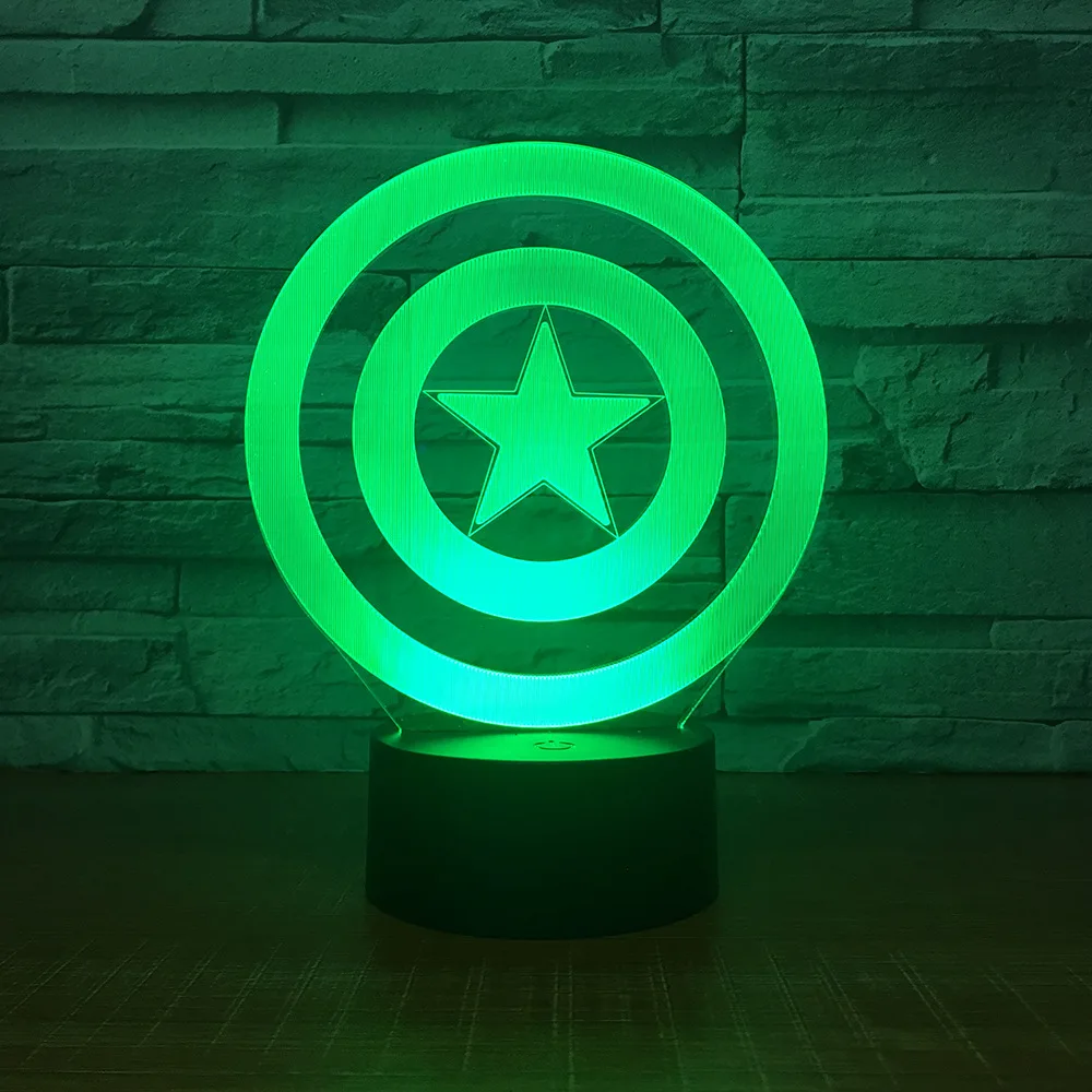  Captain America Shield Theme 3D LED Lamp Night light 7 Colors Change Touch Mood Lamp Christmas Pres - 32965604386