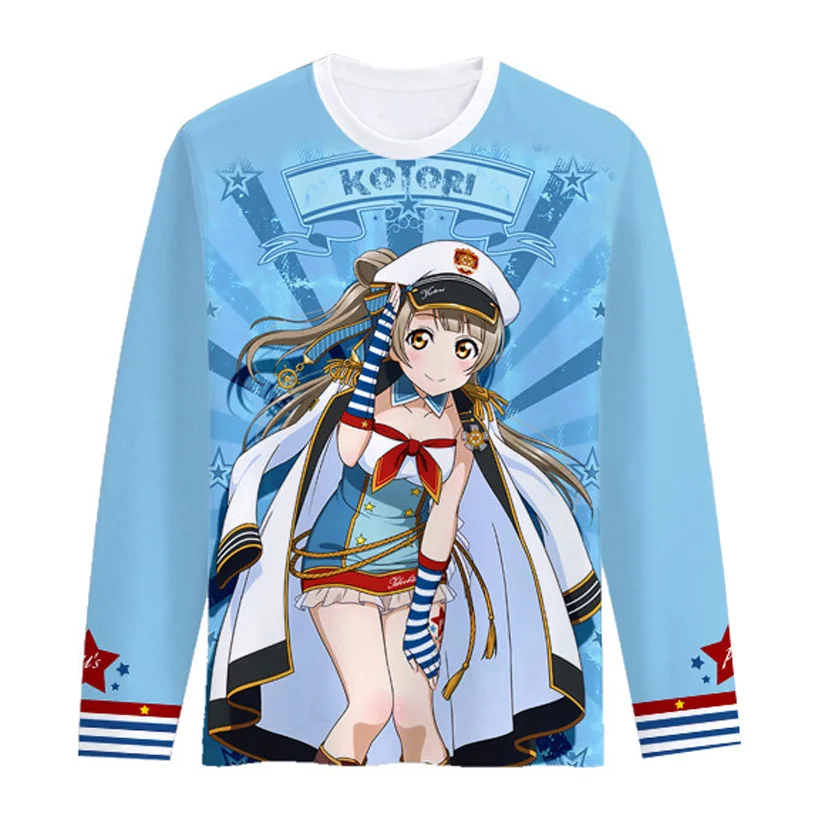 

9Colors Love Live Marine Navy Awaken Printed T-shirt Cosplay Costume Tojo Nozomi Hoshizora Rin Yazawa Nico Long Sleeve Tee Shirt