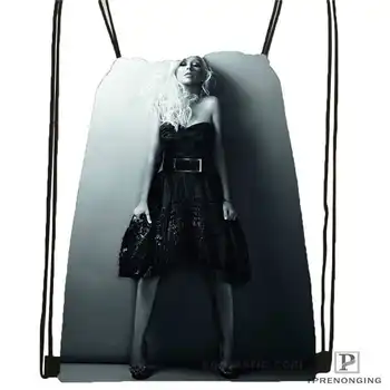 

Custom christina aguilera Drawstring Backpack Bag Cute Daypack Kids Satchel (Black Back) 31x40cm#180612-03-christina aguilera