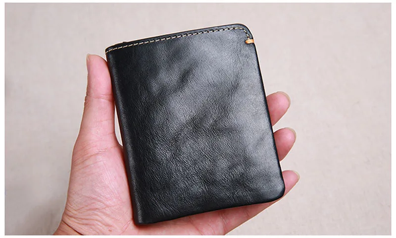 AETOO Wallet men's short leather super thin youth first layer cowhide handmade simple soft leather wallet vertical mini wallet