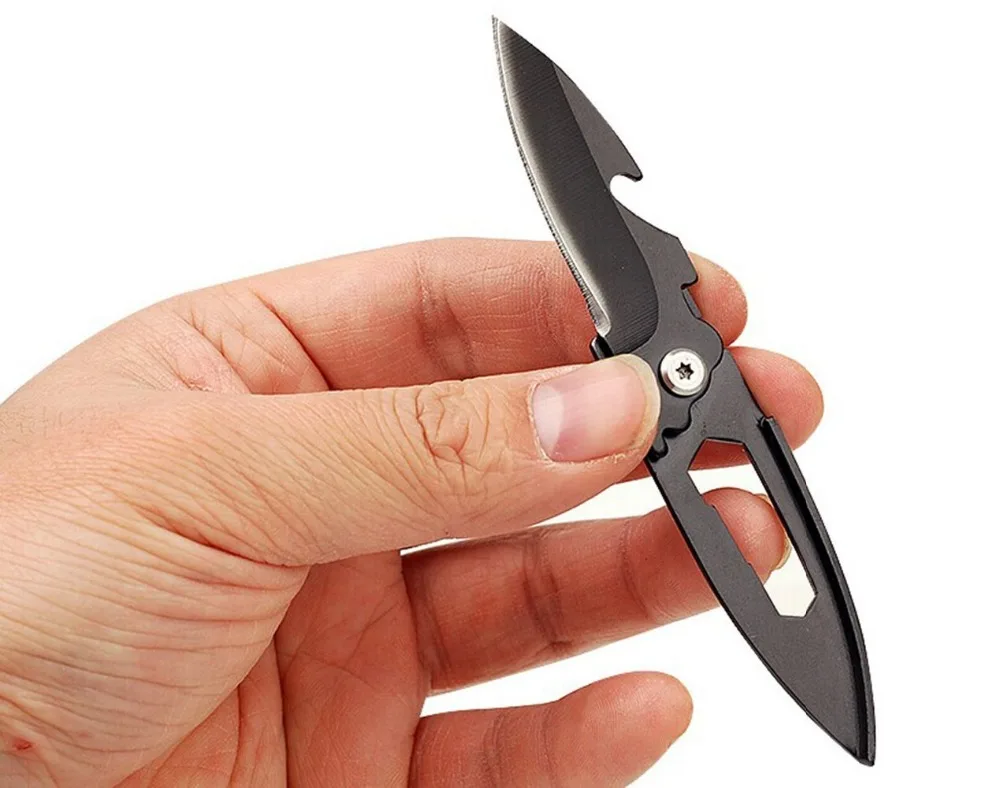 

EDC Multipurpose mini gadget Multifunction knife multi tool key pocket survive keychain ring camp hike outdoor pare peel peeler