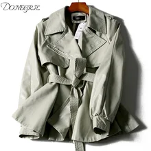 Осенний продукт, женский ремень из искусственной кожи, простой темперамент, средней длины, Женское пальто