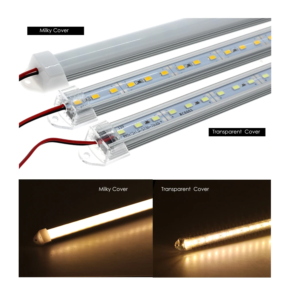 Светодиодный бар огни DC12V 5730 светодиодный жесткая полоса 50 см светодиодный свет трубка с U алюминиевый корпус+ крышка ПК Освещение в помещении 5 шт./лот