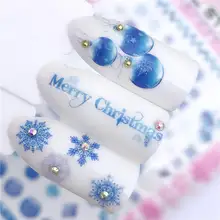 YWK, новинка, наклейка для дизайна ногтей, небесно-голубой узор, цветы, животные, дизайн ногтей, переводная наклейка s, 3D наклейка