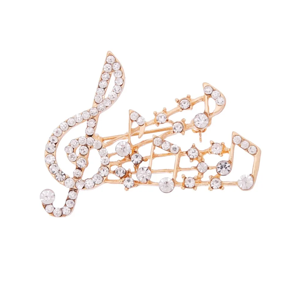 

Hot Sale Musical Note Large Crystal Brooch Pin For Women Austrian Zircon Crown Brooch Pin Jewelry Party Dress Decoration