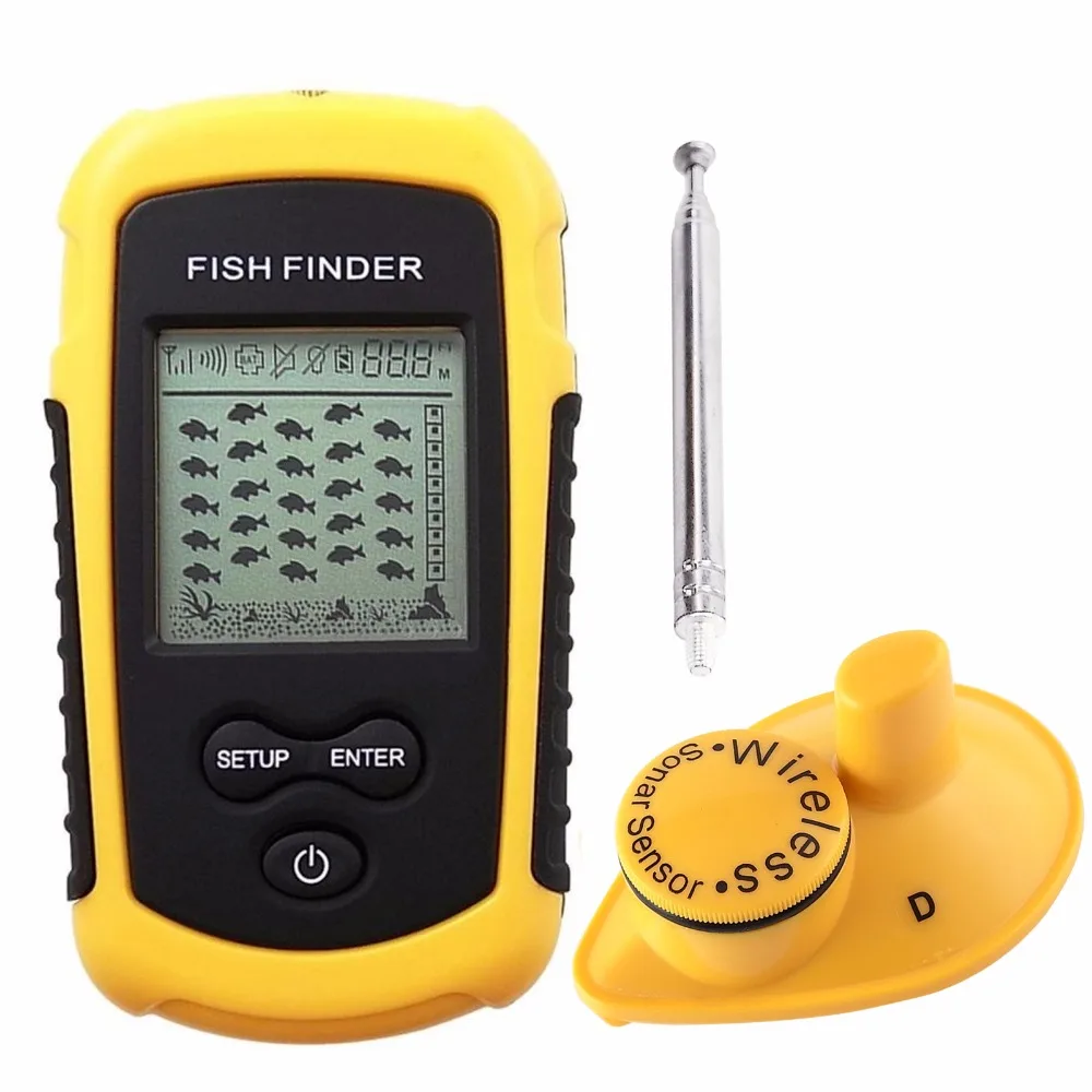 

LUCKY FFW1108-1 Portable Dot Matrix Wireless Fish Finder Sonar Fishfinder 45m(148ft) Depth Range Ocean Lake Sea Fishing