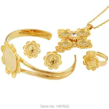 Новейший Эфиопский набор свадебных ювелирных изделий с крестиком для монет из 5 предметов 22 K Стразы золотистого цвета свадебные романтические ювелирные изделия Habesha для женщин