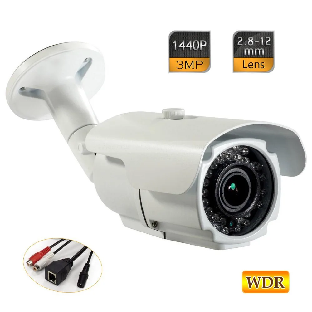 

3.0MP HD 1440P WDR IP 2.8~12mm Camera Network Onvif Security Outdoor 36IR